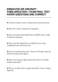 ENDEAVOR AIR AIRCRAFT&NewLine;FAMILIARIZATION 1 EXAM FINAL TEST&NewLine;PAPER QUESTIONS AND CORRECT