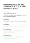 ENVIRONMENTAL GEOLOGY 2026 ACTUAL&NewLine;TEST PAPER QUESTIONS SOLUTIONS VERIFIED&NewLine;COMPLETE STUDY PACKAGE