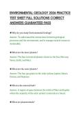 ENVIRONMENTAL GEOLOGY 2026 PRACTICE&NewLine;TEST SHEET FULL SOLUTIONS CORRECT&NewLine;ANSWERS GUARANTEED PASS