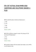 ETA CET ACTUAL EXAM PAPER 2026&NewLine;QUESTIONS AND SOLUTIONS GRADED A&NewLine;PLUS