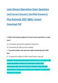 Lane Closure Operations Exam Questions &NewLine;and Correct Answers &lpar;Verified Answers&rpar; &NewLine;Plus Rationale 2027 Q&A&vert; Instant &NewLine;Download Pdf