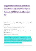 Flagger Certification Exam Questions and &NewLine;Correct Answers &lpar;Verified Answers&rpar; Plus &NewLine;Rationale 2027 Q&A&vert; Instant Download &NewLine;Pdf 