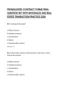 PROMULGATED CONTRACT FORMS FINAL&NewLine;QUESTION SET WITH RATIONALES AND REAL&NewLine;ESTATE TRANSACTION PRACTICE 2026