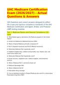 UHC Medicare Certification Exam &lpar;2026&sol;2027&rpar; &ndash; Actual Questions & Answers&NewLine;&NewLine;150 Questions and correct answers designed to reflect the scope and rigorous compliance standards of the UHC Medicare Certification and Agent&comma; Broker&comma; and Producer &lpar;ABP&rpar; testing m