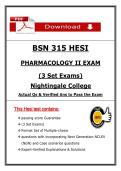 Pass BSN 315 HESI Pharmacology II Exam &ndash; Nightingale College &lpar;2026&rpar; Actual Questions & Answers &vert; 3 Set Exams &vert; &lpar;100&percnt; Guarantee Pass&rpar;