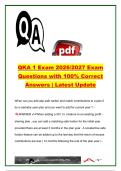 QKA-1 Exam 2026&sol;2027 &vert; 60&plus; Questions & Answers &vert; 401&lpar;k&rpar;&comma; Safe Harbor&comma; ERISA&comma; QDRO&comma; Vesting & Distributions &vert; ASPPA
