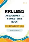 RRLLB81 Assignment 1 Semester 2 &vert;&vert;&lpar;Answers and Guidelines&rpar;&vert;Due Date 20 August 2026