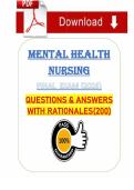 Mental Health Nursing Final Exam &lpar;PDF&rpar; &vert; 2026 Exam Questions &vert; Chamberlain University