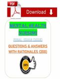 Mental Health Nursing Final Exam &lpar;PDF&rpar; &vert; 2026 Exam Questions &vert; Chamberlain University