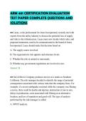 ARM 401 CERTIFICATION EVALUATION&NewLine;TEST PAPER COMPLETE QUESTIONS AND&NewLine;SOLUTIONS
