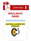 Mental Health Nursing Comprehensive Exam &lpar;PDF&rpar; &vert; 2026 Exam Questions &vert; Chamberlain University