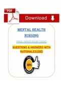 Mental Health Nursing Final Exam &lpar;PDF&rpar; &vert; 2026 Exam Questions &vert; Chamberlain University