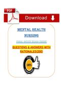 Mental Health Nursing Final Exam &lpar;PDF&rpar; &vert; 2026 Exam Questions &vert; Chamberlain University