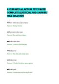 ASE BRAKES A5 ACTUAL TEST PAPER&NewLine;COMPLETE QUESTIONS AND ANSWERS&NewLine;FULL SOLUTION&NewLine;