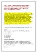 ABSA EXAM &sol; AMERICAN BOARD OF SURGICAL &NewLine;ASSISTANT &lpar;ABSA&rpar; ACTUAL EXAM 300 ACTUAL &NewLine;QUESTIONS AND CORRECT ANSWERS WITH &NewLine;RATIONALE LATEST UPDATE
