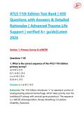 ATLS 11th Edition Test Bank &vert; 650 Questions with Answers & Detailed Rationales &vert; Advanced Trauma Life Support &vert; Latest 2026 Guide&vert;ace your exam on the first attempt&vert;Guaranteed success &excl;&excl;