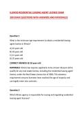 ILLINOIS RESIDENTIAL LEASING AGENT LICENSE EXAM&NewLine;200 EXAM QUESTIONS WITH ANSWERS AND RATIONALES&NewLine;