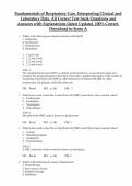 Fundamentals of Respiratory Care&comma; Interpreting Clinical and Laboratory Data&comma; All Correct Test bank Questions and Answers with Explanations &lpar;latest Update&rpar;&comma; 100&percnt; Correct&comma; Download to Score A&plus;