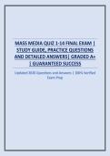 MASS MEDIA QUIZ 1-14 FINAL EXAM &vert; STUDY GUIDE&comma; PRACTICE QUESTIONS AND DETAILED ANSWERS