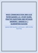 MASS COMMUNICATION 2000 JULIE PAYER QUIZZES 1-6 &vert; STUDY GUIDE&comma; PRACTICE QUESTIONS AND DETAILED ANSWERS
