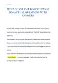 WEST COAST EMT BLOCK 2 EXAM&NewLine;2026&vert;ACTUAL QUESTIONS WITH&NewLine;ANSWERS