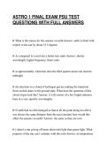 ASTRO 1 FINAL EXAM PSU TEST&NewLine;QUESTIONS WITH FULL ANSWERS