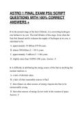 ASTRO 1 FINAL EXAM PSU SCRIPT&NewLine;QUESTIONS WITH 100&percnt; CORRECT&NewLine;ANSWERS &plus;