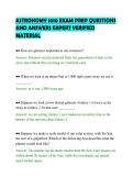 ASTRONOMY 1010 EXAM PREP QUESTIONS&NewLine;AND ANSWERS EXPERT VERIFIED&NewLine;MATERIAL&NewLine;