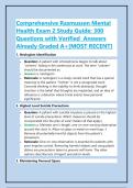 Comprehensive Rasmussen Mental Health Exam 2 Study Guide&colon; 300 Questions with Verified  Answers  Already Graded A&plus;&lbrack;MOST RECENT