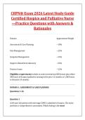 CHPN&reg; Exam 2026 Latest Study Guide &NewLine;Certified Hospice and Palliative Nurse &NewLine;&mdash;Practice Questions with Answers & &NewLine;Rationales 
