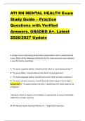 ATI RN MENTAL HEALTH Exam &NewLine;Study Guide &ndash; Practice &NewLine;Questions with Verified &NewLine;Answers&period; GRADED A&plus;&period; Latest &NewLine;2026&sol;2027 Update 