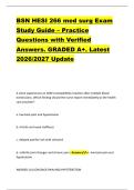 BSN HESI 266 med surg Exam &NewLine;Study Guide &ndash; Practice &NewLine;Questions with Verified &NewLine;Answers&period; GRADED A&plus;&period; Latest &NewLine;2026&sol;2027 Update 