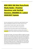 BSN HESI 266 Med Surg Exam &NewLine;Study Guide &ndash; Practice &NewLine;Questions with Verified &NewLine;Answers&period; GRADED A&plus;&period; Latest &NewLine;2026&sol;2027 Update 