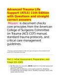 Advanced Trauma Life Support &lpar;ATLS&rpar; 11th Edition with Questions and straight correct answers 