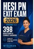 HESI PN Exit Exam 2026 &vert; Versions 1 & 2 Bundle &vert; 398 Questions and Correct Answers &vert; Practical Nursing HESI Exit Exam&period;