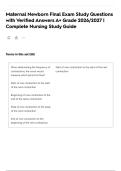 Maternal Newborn Final Exam Study Questions with Verified Answers A&plus; Grade 2026&sol;2027 &vert; Complete Nursing Study Guide