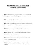 ASU BIO 181 TEST SCRIPT WITH&NewLine;VERIFIED SOLUTIONS