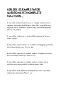 ASU BIO 182 EXAM 2 PAPER&NewLine;QUESTIONS WITH COMPLETE&NewLine;SOLUTIONS &plus;