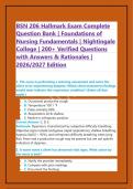 BSN 206 Hallmark Exam Complete &NewLine;Question Bank &vert; Foundations of &NewLine;Nursing Fundamentals &vert; Nightingale &NewLine;College &vert; 200&plus; Verified Questions &NewLine;with Answers & Rationales &vert; &NewLine;2026&sol;2027 Edition
