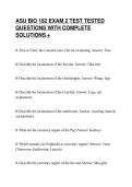 ASU BIO 182 EXAM 2 TEST TESTED&NewLine;QUESTIONS WITH COMPLETE&NewLine;SOLUTIONS &plus;