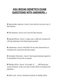 ASU BIO340 GENETICS EXAM&NewLine;QUESTIONS WITH ANSWERS &plus;