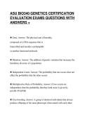ASU BIO340 GENETICS CERTIFICATION&NewLine;EVALUATION EXAMS QUESTIONS WITH&NewLine;ANSWERS &plus;