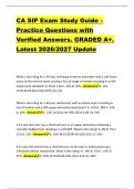 CA SIP Exam Study Guide &ndash; &NewLine;Practice Questions with &NewLine;Verified Answers&period; GRADED A&plus;&period; &NewLine;Latest 2026&sol;2027 Update 