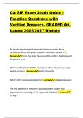 CA SIP Exam Study Guide &ndash; &NewLine;Practice Questions with &NewLine;Verified Answers&period; GRADED A&plus;&period; &NewLine;Latest 2026&sol;2027 Update