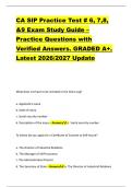 CA SIP Practice Test &num; 6&comma; 7&comma;8&comma; &NewLine;&9 Exam Study Guide &ndash; &NewLine;Practice Questions with &NewLine;Verified Answers&period; GRADED A&plus;&period; &NewLine;Latest 2026&sol;2027 Update 