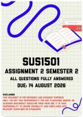 SUS1501 Assignment 2 Semester 2 MEMO &vert; Due 14 August 2026