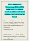 WGU D116 Advanced &NewLine;Pharmacology OA & ACTUAL &NewLine;EXAM 2026&sol;2027 &vert; Verified &NewLine;Questions and Correct Detailed &NewLine;Answers &vert; Pass Guaranteed - A&plus; &NewLine;Graded