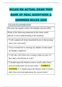 NCLEX RN ACTUAL EXAM TEST &NewLine;BANK OF REAL QUESTIONS & &NewLine;ANSWERS NCLEX 2026 
