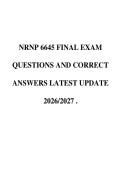 NRNP 6645 FINAL EXAM&NewLine;QUESTIONS AND CORRECT&NewLine;ANSWERS LATEST UPDATE&NewLine;2026&sol;2027 &period;