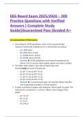 EEG Board Exam 2025&sol;2026 &ndash; 300 &NewLine;Practice Questions with Verified &NewLine;Answers &vert; Complete Study &NewLine;Guide&vert;&vert;Guaranteed Pass &vert;Graded A&plus;